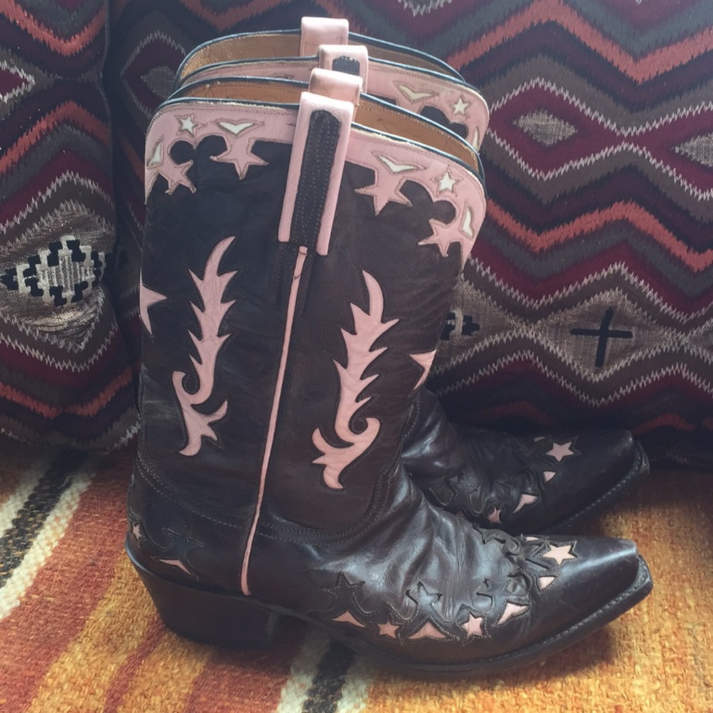 Lucchese brown & pink star boots